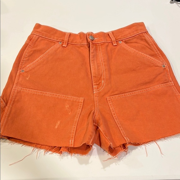 BDG Orange Jean Shorts Distressed Raw Hem - 30 - Picture 1 of 7